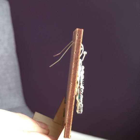 Skull Rhinestones Bling Fashion Dangle Earrings, Silver, Black - Picture 7 of 16